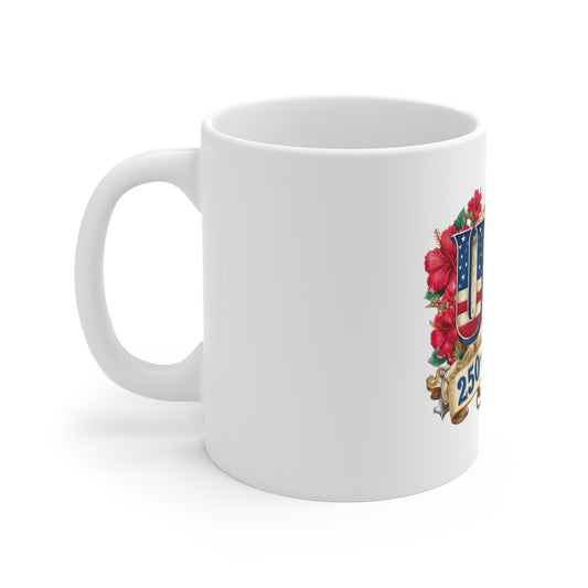 USA 250th Freedom Celebration Mug — Patriotic 11oz Coffee Cup