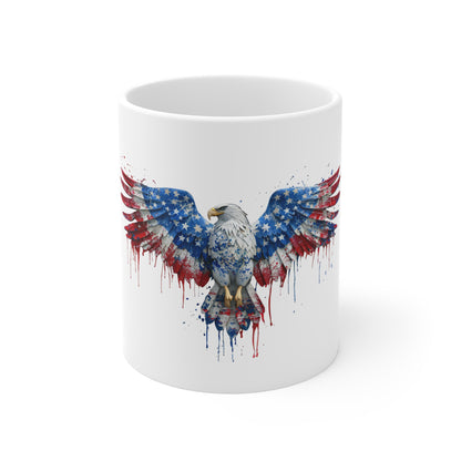 Patriotic Eagle Mug — 11oz American Flag Drip Design