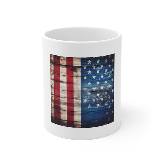 Split Panel American Flag Wood Coffee Mug – Rustic Half & Half USA Flag Mug – Barnwood Patriotic Split Design Cup – Vintage Americana Gift American Flag Rustic Wood 11oz Mug — Patriotic USA Coffee Cup...