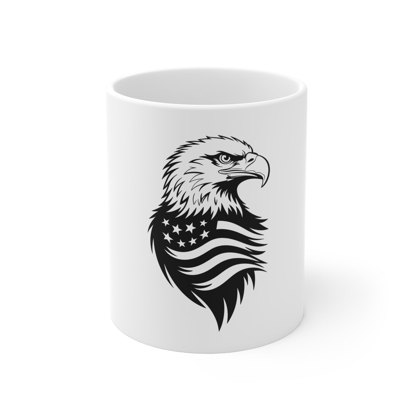 Patriotic Eagle Mug — American Flag Bald Eagle 11oz Coffee Cup