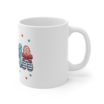 Mug — Patriotic Mama 11oz Ceramic Coffee Mug (Red, White & Blue Stars)