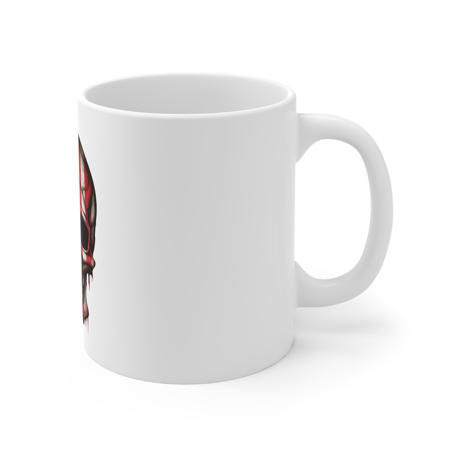 American Flag Skull Mug — Patriotic 11oz Coffee Cup for Veterans & Fourth of July