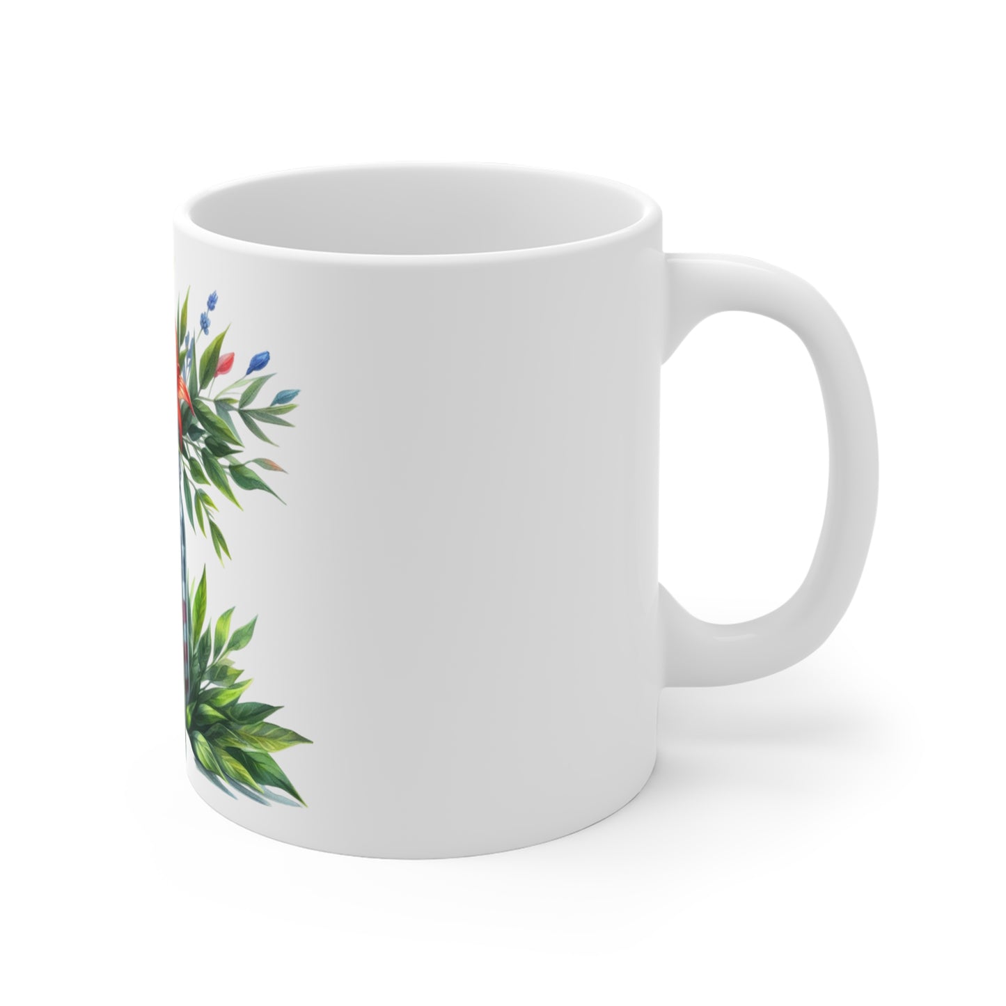Patriotic Lily Mason Jar Coffee Mug – American Flag Floral Mug – Red White Blue Lily Bouquet Cup – Rustic Americana Gift Mug Patriotic Mason Jar Floral Mug - 11oz Red White Blue Coffee Cup