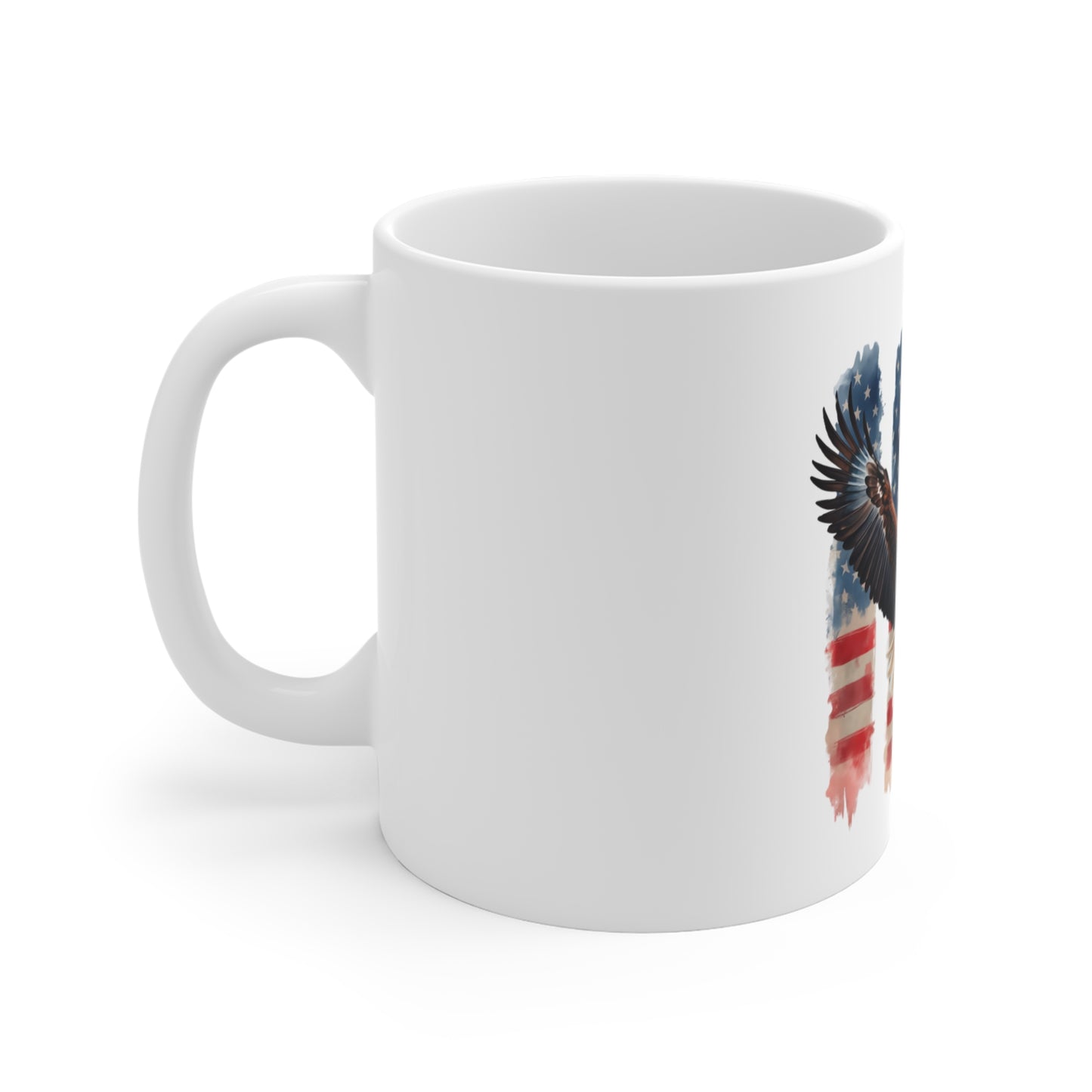 Patriotic Bald Eagle Mug — American Flag 11oz Coffee Cup