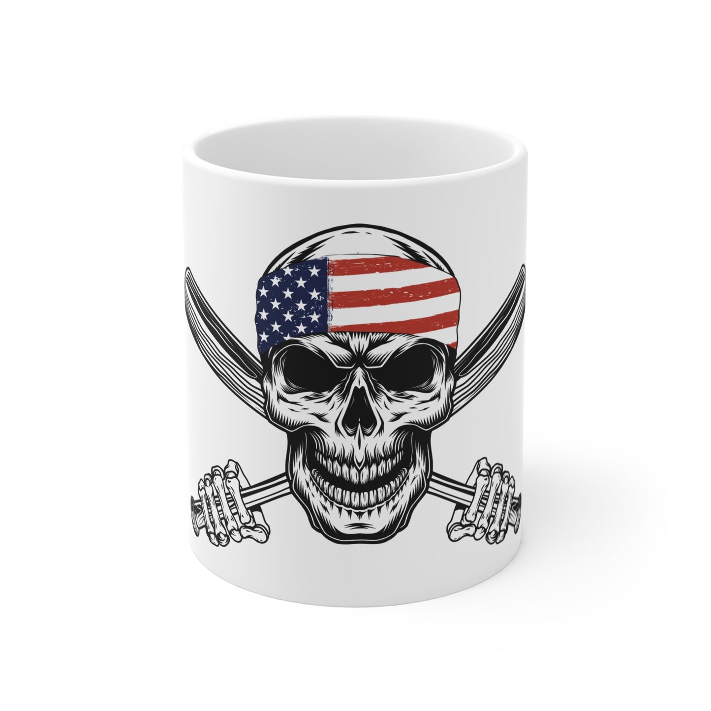 American Flag Baseball Cap Mug – Patriotic Hat Coffee Cup – Minimal USA Pride Design Mug 11oz