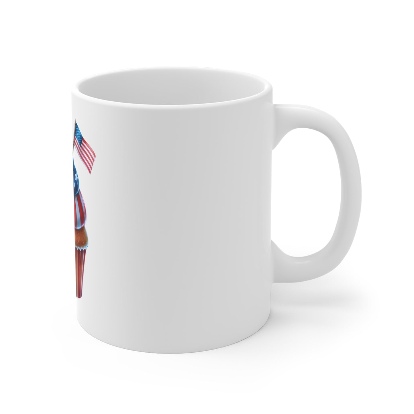 Patriotic Cupcake 11oz Coffee Mug – American Flag Fourth of July Drinkware
