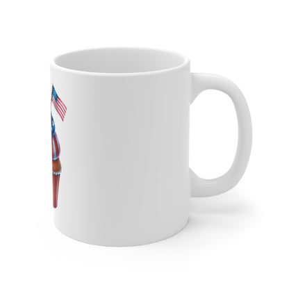 Patriotic Cupcake 11oz Coffee Mug – American Flag Fourth of July Drinkware