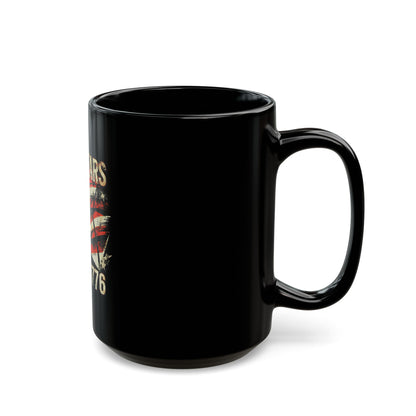 250 Years Since 1776 Black Coffee Mug – Vintage American Flag Patriotic Cup