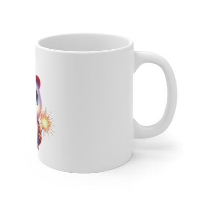 Cute Patriotic Owl Coffee Mug – Uncle Sam Owl Mug – Adorable Americana Bird Cup – Sparkler Animal Gift Mug 11oz
