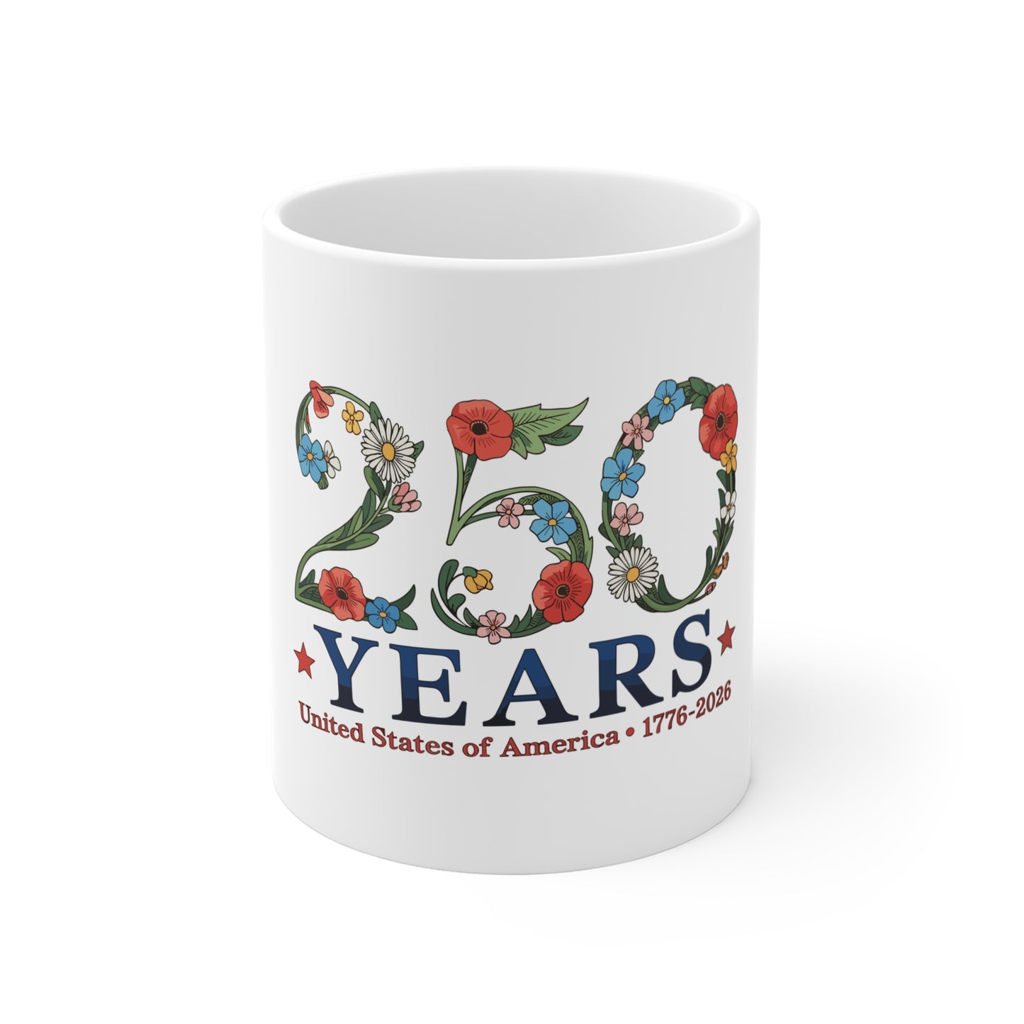260 Years Floral Anniversary Mug — United States of America 1776–2036 Commemorative Coffee Cup
