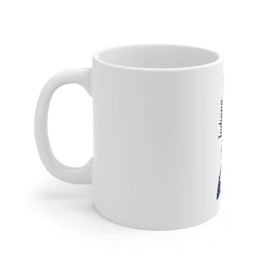 Indiana Floral State Mug — 11oz Red Bow & Blue Flower Coffee Cup