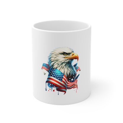 Patriotic Eagle Mug — American Flag 11oz Coffee Cup