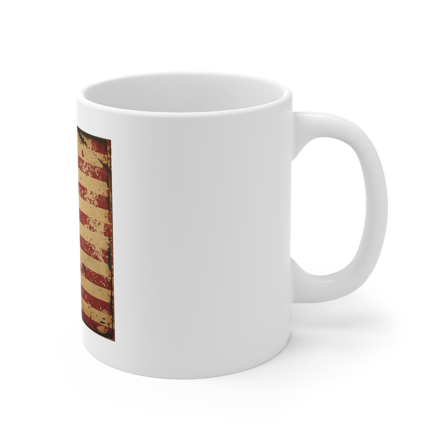 Vintage American Flag Coffee Mug – Distressed Patriotic USA Mug – Classic Worn Flag 11oz Ceramic Cup – Gift for Proud Americans