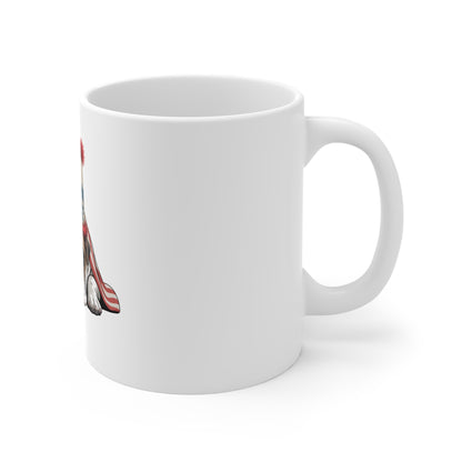 Patriotic Bulldog 'Born Free' Coffee Mug — 11oz USA Flag Ceramic Mug