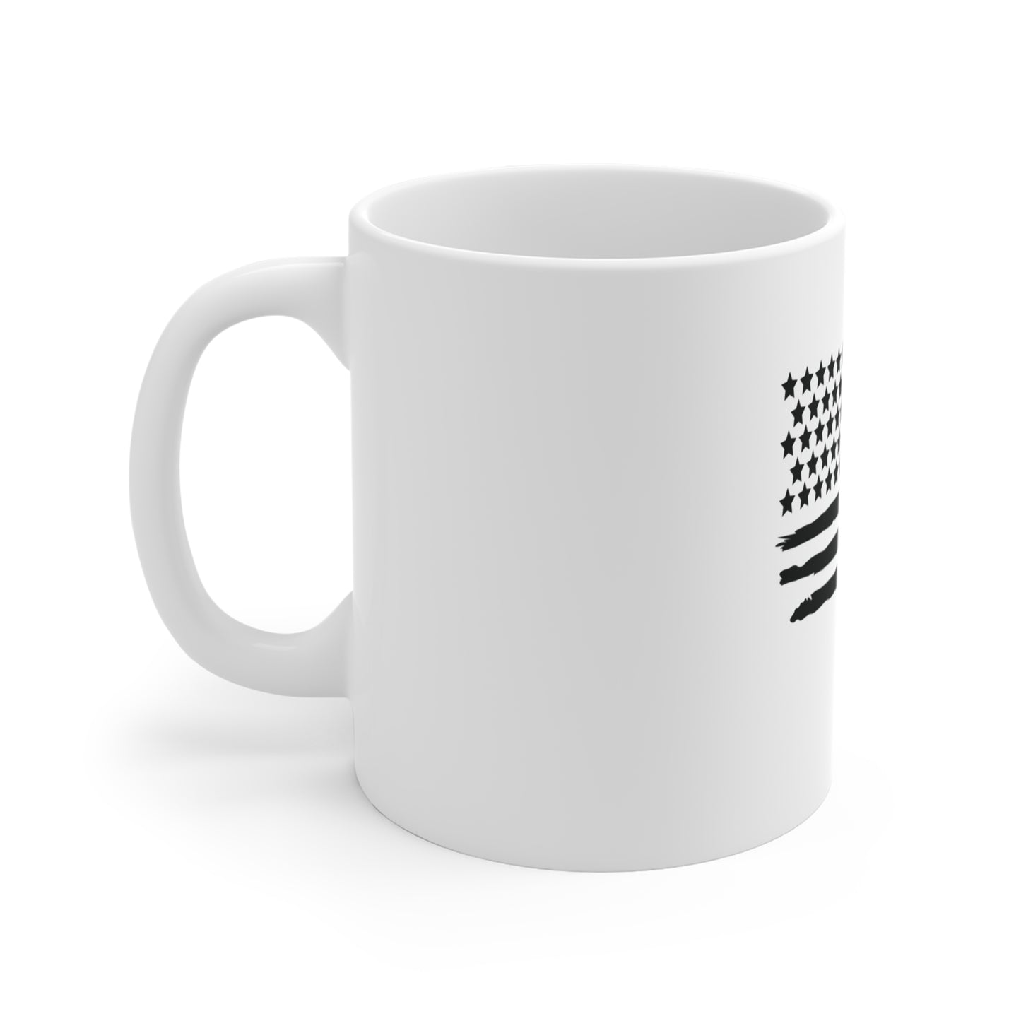 Black Distressed American Flag Coffee Mug – Classic USA Flag Mug – Stealth Patriotic Cup – Rugged Americana Gift Mug 11oz
