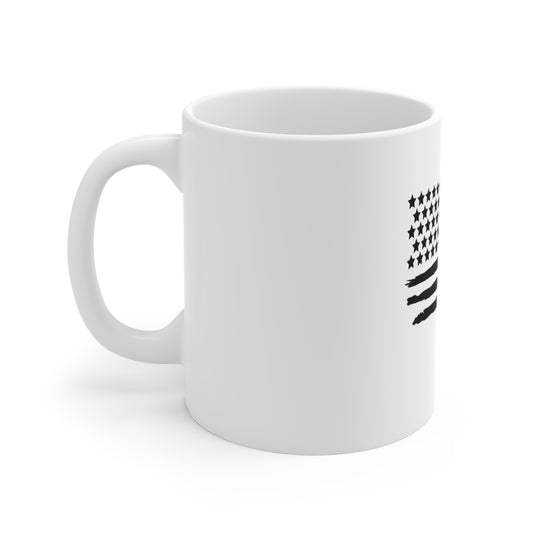 Black Distressed American Flag Coffee Mug – Classic USA Flag Mug – Stealth Patriotic Cup – Rugged Americana Gift Mug 11oz