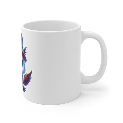 Cute Patriotic Owl Coffee Mug – Uncle Sam Owl Mug – Red White Blue Bird Cup – Adorable USA Fireworks Gift Mug 11oz