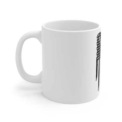 Blacked-Out American Flag Coffee Mug – Stealth USA Flag Mug – Minimalist Patriotic Cup – Subdued Military Style Mug Mug 11oz