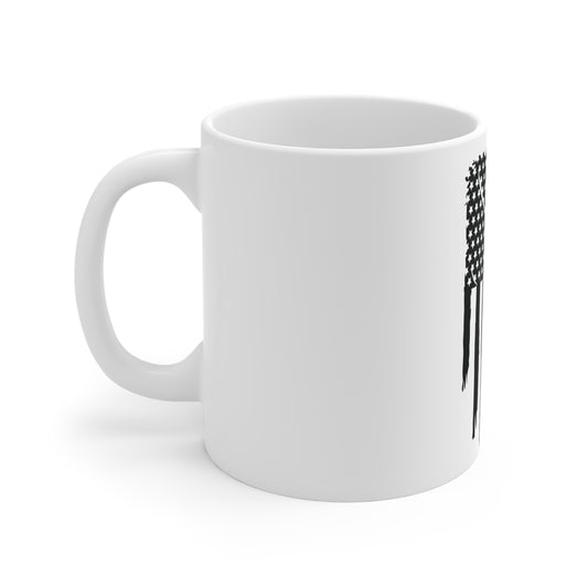 Blacked-Out American Flag Coffee Mug – Stealth USA Flag Mug – Minimalist Patriotic Cup – Subdued Military Style Mug Mug 11oz