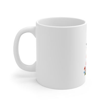 Lighthouse Ceramic Mug — Red Striped Coastal 11oz Coffee Cup