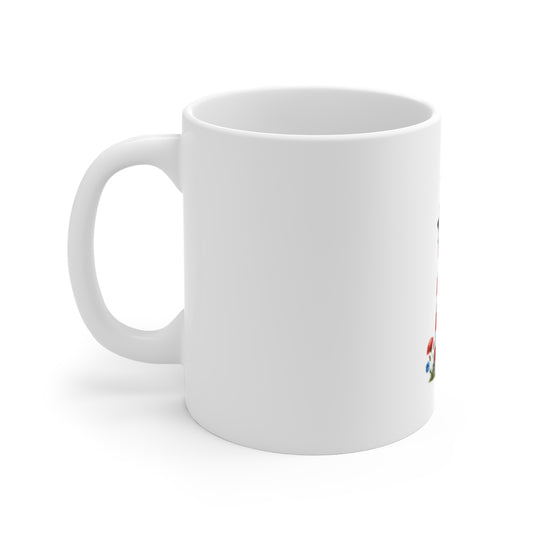 Lighthouse Ceramic Mug — Red Striped Coastal 11oz Coffee Cup