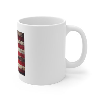 Heavily Distressed American Flag Wood Coffee Mug – Vintage Worn USA Flag Mug – Rustic Weathered Wooden Patriotic Cup – Americana Gift American Flag Vintage Wood Grain Mug – 11oz Patriotic Coffee Cup...