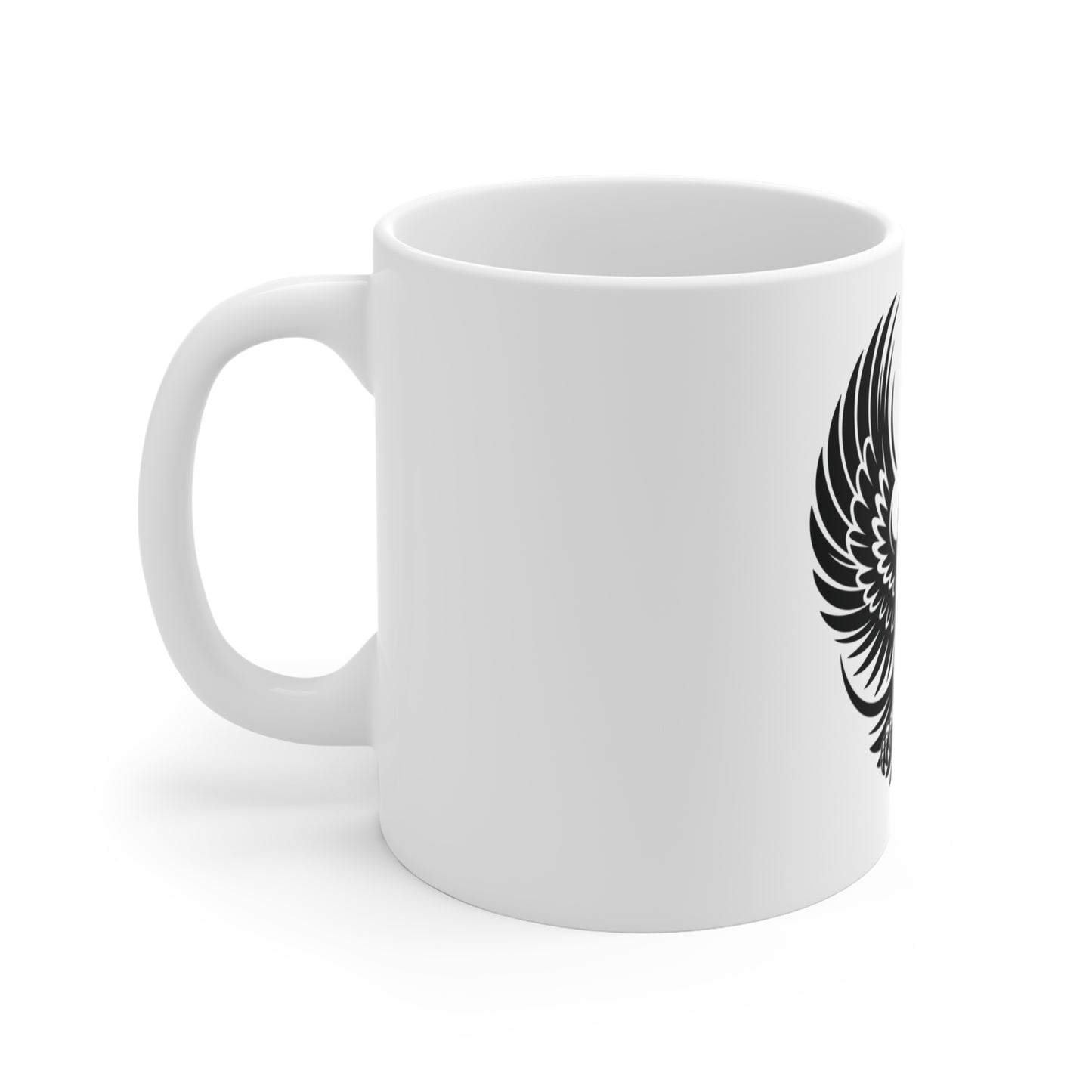 Black Eagle Wings Coffee Mug – Stealth American Eagle Mug – Minimalist Spread Wings Eagle Cup – Patriotic Tactical Mug Mug 11oz
