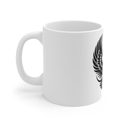 Black Eagle Wings Coffee Mug – Stealth American Eagle Mug – Minimalist Spread Wings Eagle Cup – Patriotic Tactical Mug Mug 11oz