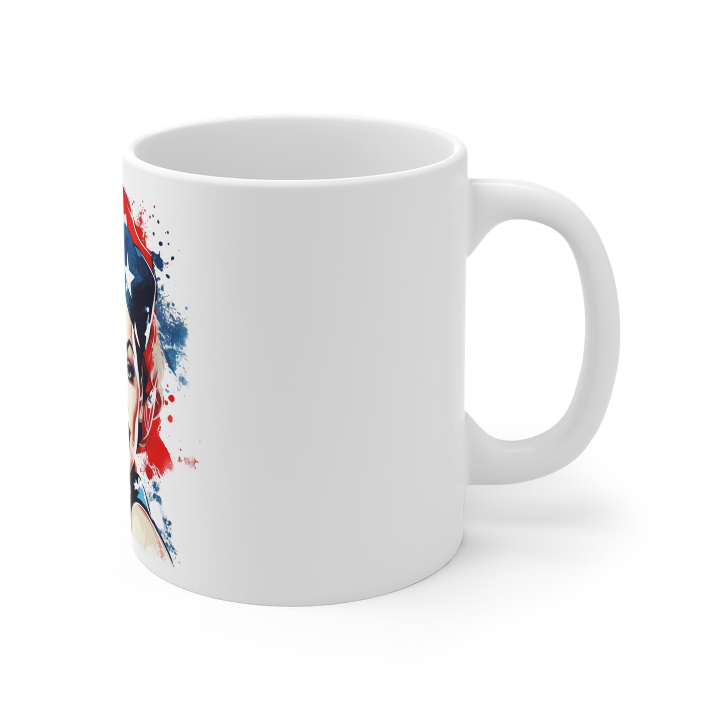 Patriotic Pin Up Headband Mug – Americana Retro Woman Coffee Mug – Red White Blue Vintage Portrait Cup – USA Pin Up Art Mug – Gift for Her Patriotic Pinup Mug — Vintage Rosie-Inspired 11oz Coffee Cup...