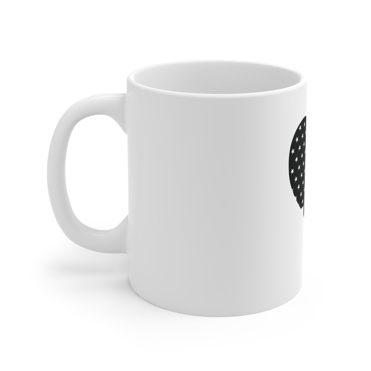 Stealth American Flag Heart Coffee Mug – Blacked Out USA Heart Mug – Minimalist Vertical Stripe Patriotic Cup – Subtle Freedom Gift Mug Mug 11oz