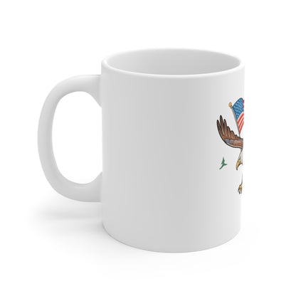 Patriotic Eagle 11oz Coffee Mug — American Flag Bald Eagle Gift for Veterans & Fourth of July