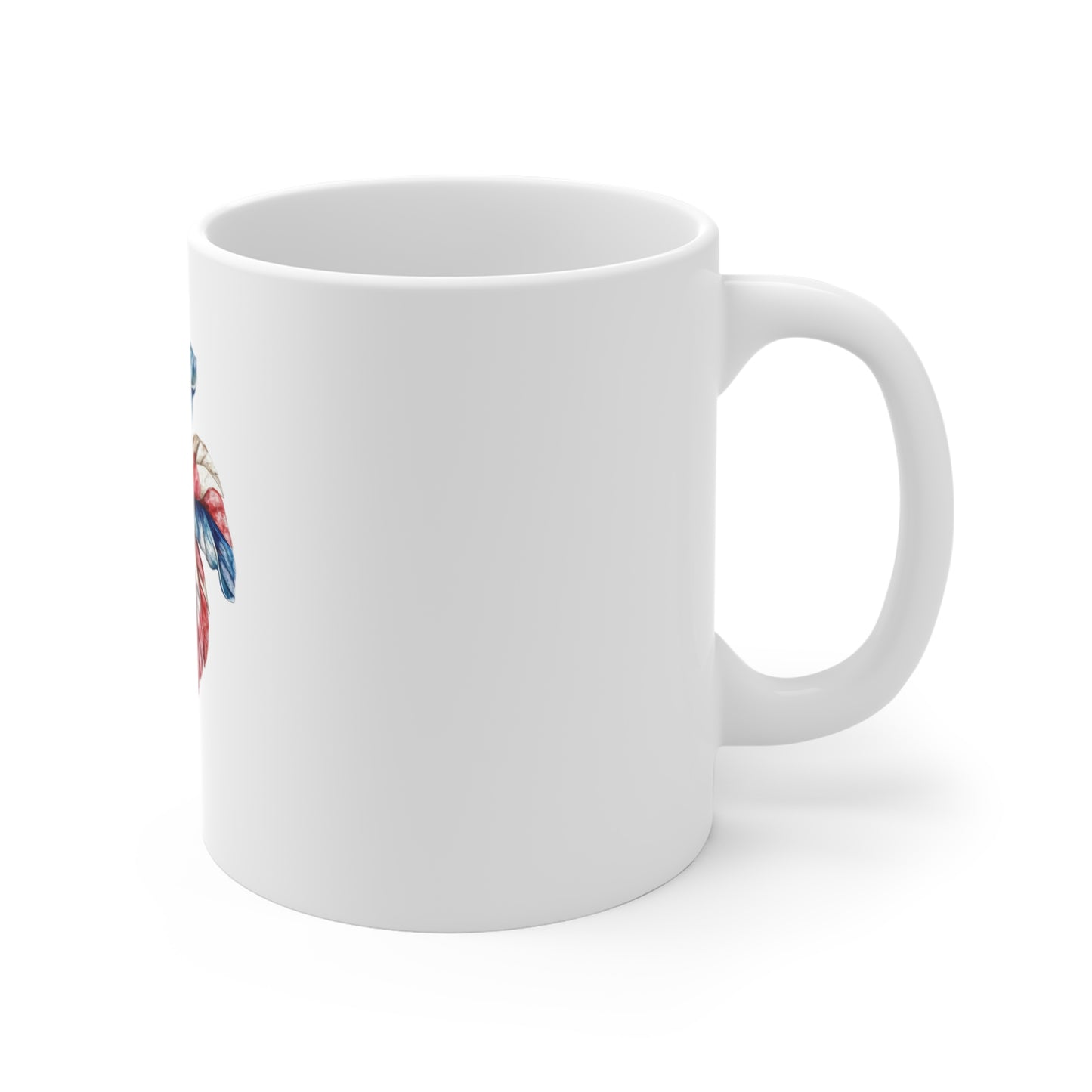 Patriotic Pinwheel Mug — Red, White & Blue 11oz Ceramic Coffee Cup
