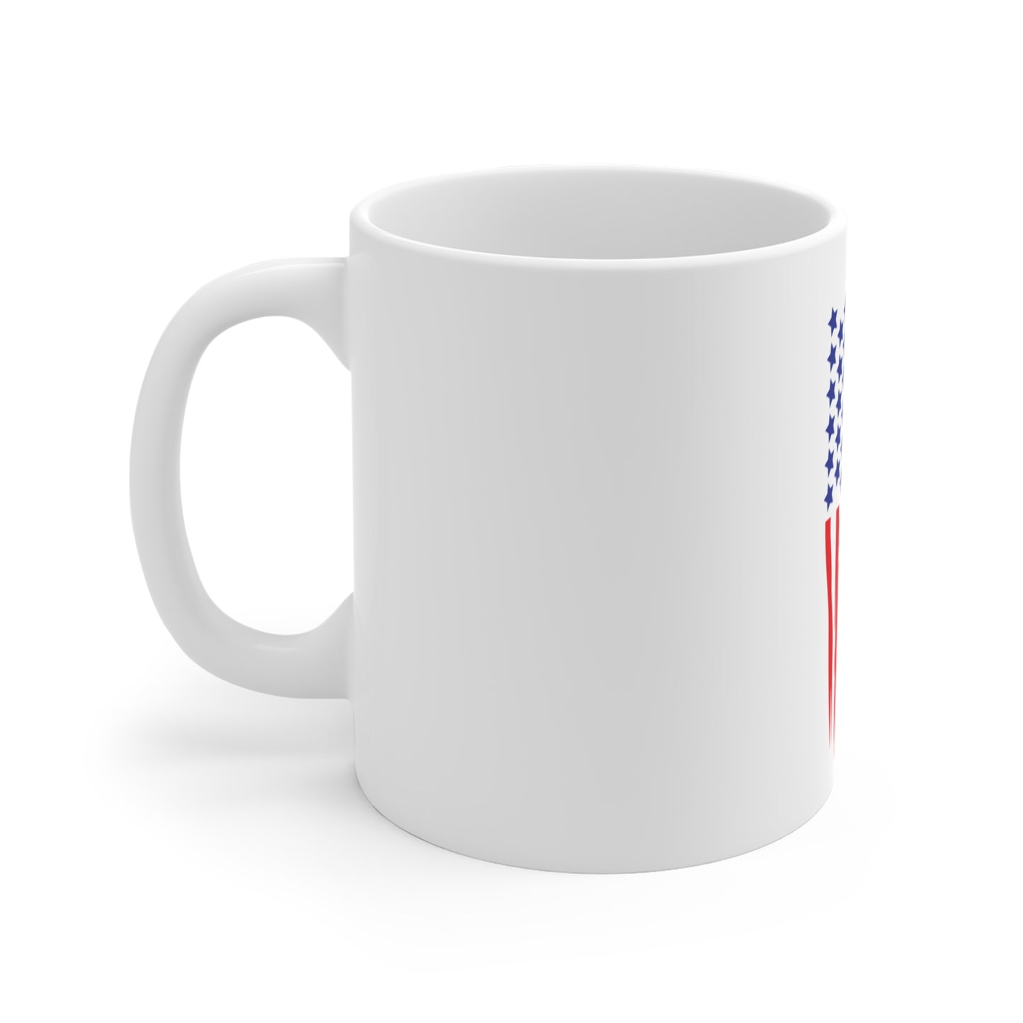 Distressed Vertical American Flag Coffee Mug – Dripping USA Flag Mug – Bold Patriotic Grunge Stripe Cup – Red White Blue Gift Mug 11oz