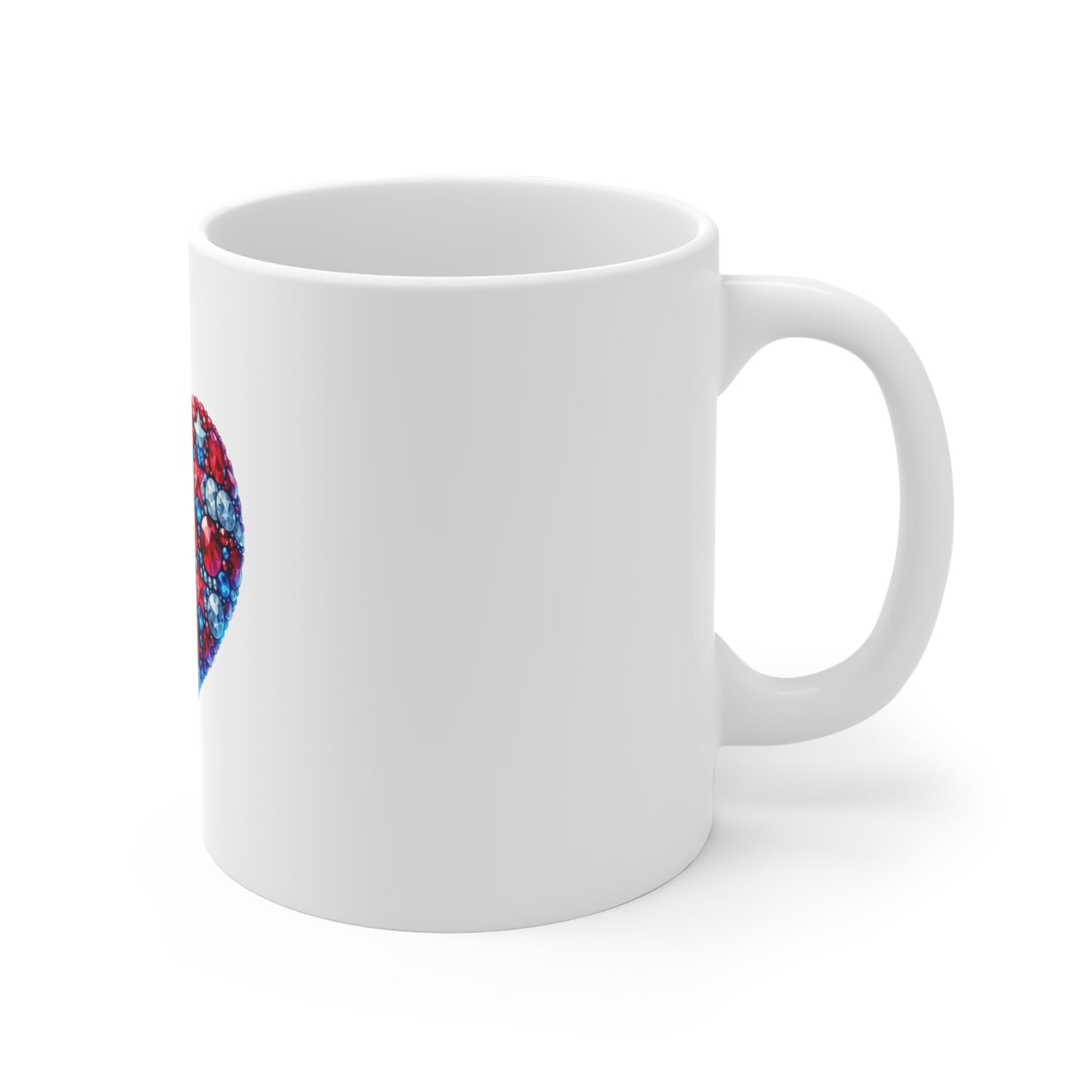 American Flag Heart Mug - Patriotic 11oz Coffee Cup