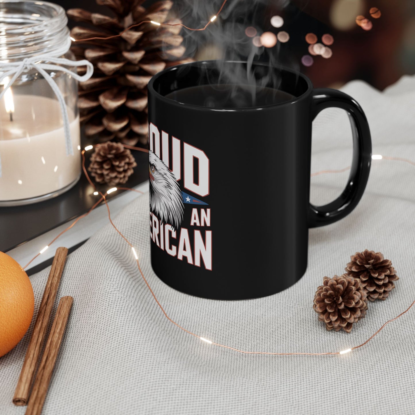 Proud to Be an American Mug — Eagle Flag Patriotic Coffee Cup (11oz/15oz)