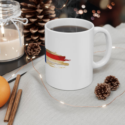 Reflective Night USA Flag Mug – Dark Patriotic Brush Stroke Coffee Cup – Gritty American Flag Design Mug 11oz
