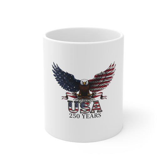 USA 250 Years Eagle Mug — Patriotic American Flag Coffee Cup