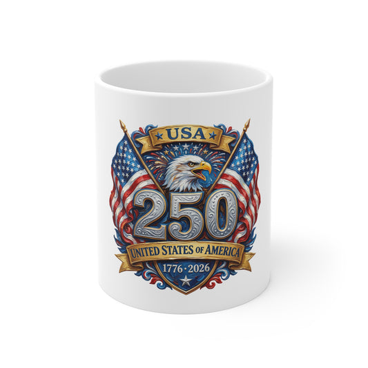 USA 250th Anniversary Coffee Mug – 1776–2026 Eagle & American Flag Commemorative Mug