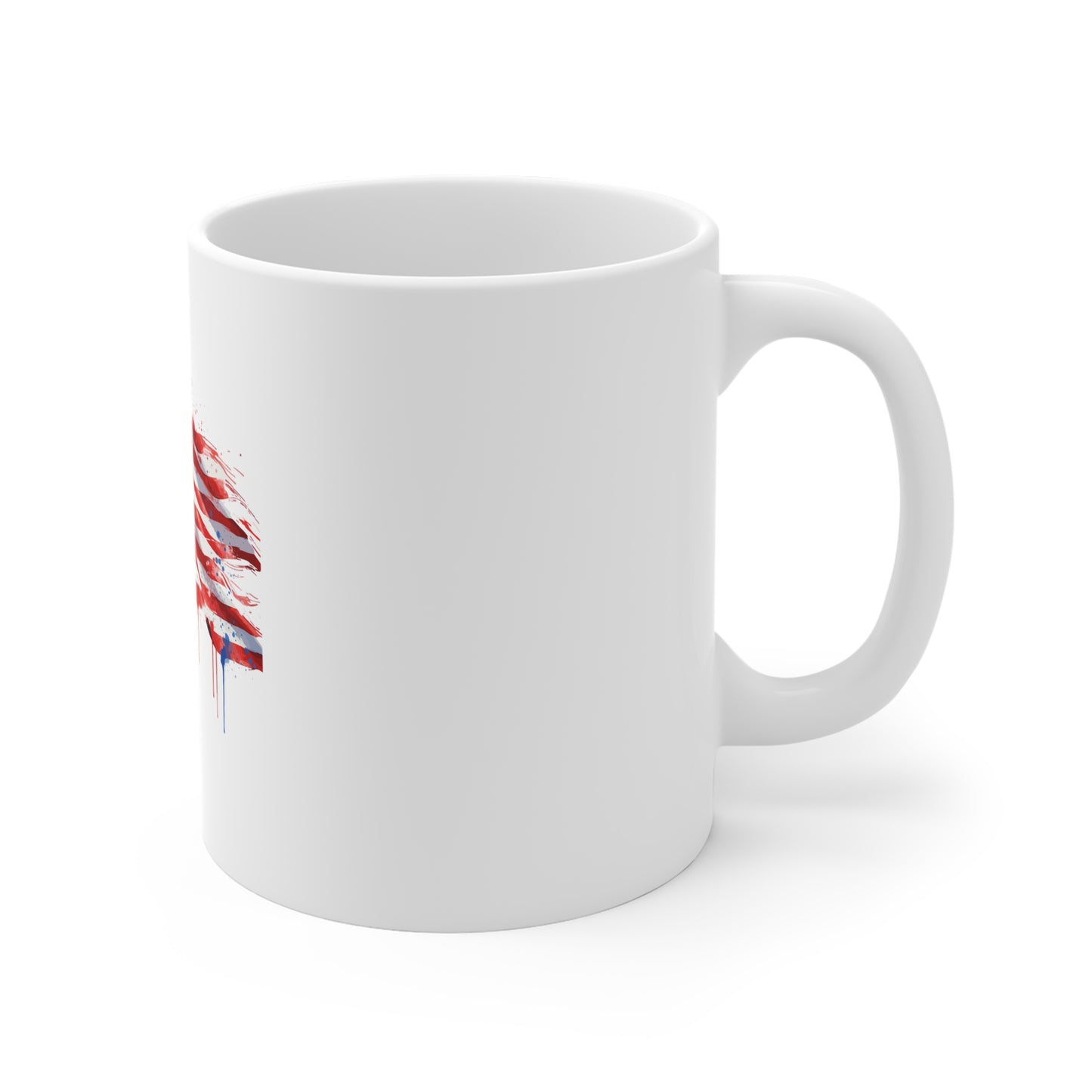 Liberty Statue & Watercolor American Flag Mug — Patriotic 11oz Coffee Cup for 4th of July, Veterans Day, Gifts