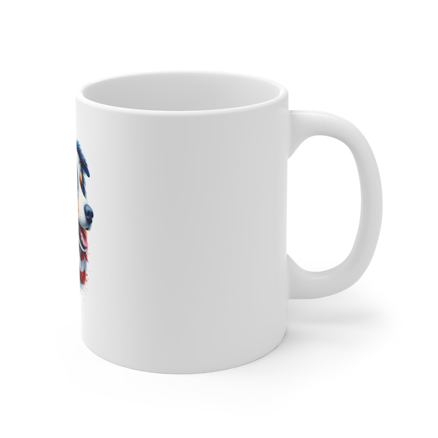 American Flag Australian Shepherd Mug — Patriotic Dog Coffee Cup 11oz