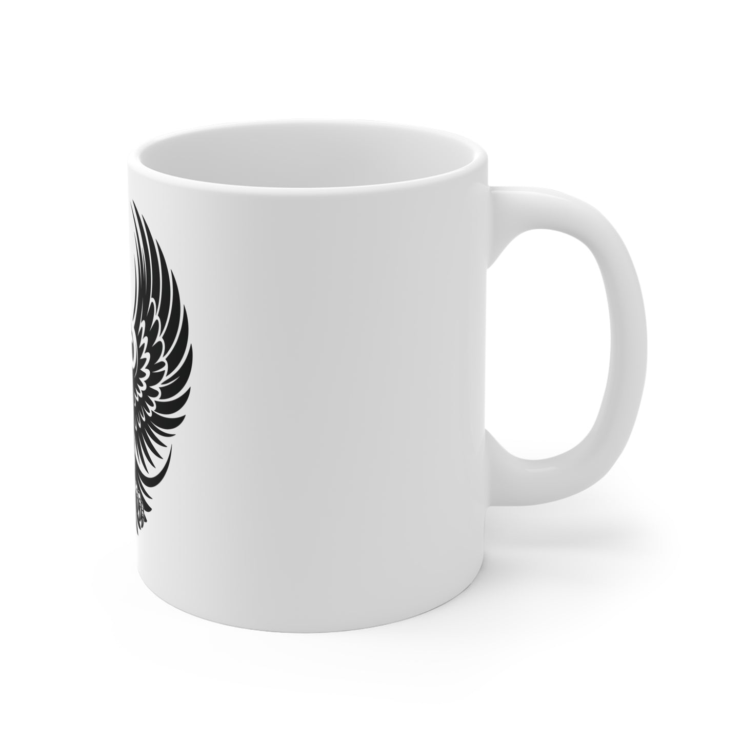 Black Eagle Wings Coffee Mug – Stealth American Eagle Mug – Minimalist Spread Wings Eagle Cup – Patriotic Tactical Mug Mug 11oz