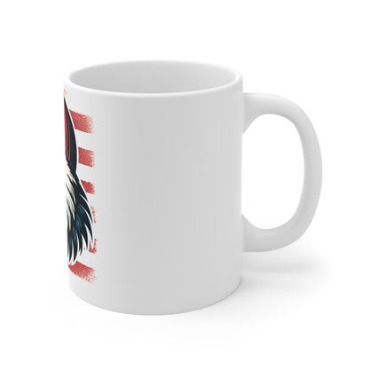 Patriotic Eagle Trucker Hat Coffee Mug – American Flag Bald Eagle Mug – USA Freedom Bird Cup – Vintage Distressed Americana Gift Mug 11oz