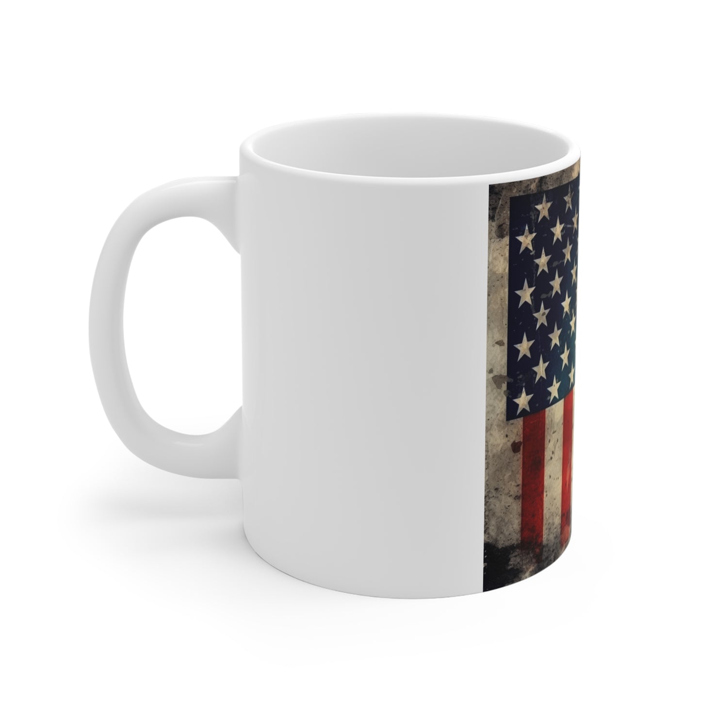 Distressed American Flag Coffee Mug – Paint Splatter USA Flag Mug – Grunge Patriotic Mug – Artistic Americana Gift 11oz